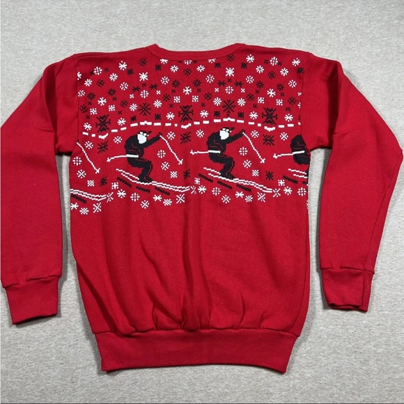 Vintage Red Santa Claus Skiing Sweatshirt Adult Sz.M Ugly Christmas Holiday - Picture 4 of 4
